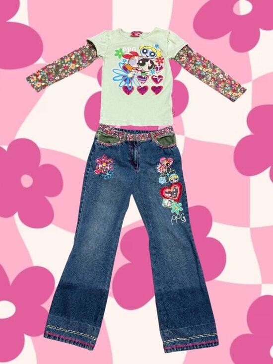 Powerpuff Girls Other - Vintage 2006 Powerpuff Girls Matching Set Girls 10 Jeans 8 Top Y2K Rare Grail